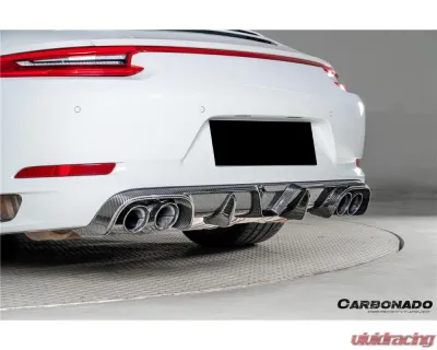 Carbonado DryCF KA Style Rear Lip Diffuser Porsche 991.1 991.2 Carrera 2017-2019 - DRYCF991.2-KA-KA-RL