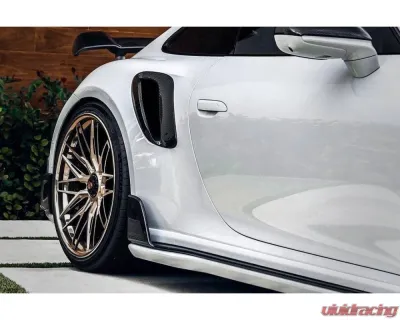 Carbonado DryCF Quarter Panel Side Scoops for 2020-2023 Porsche 911/992 Turbo S - DRYCF992Turbo-MAN-TA-QPS