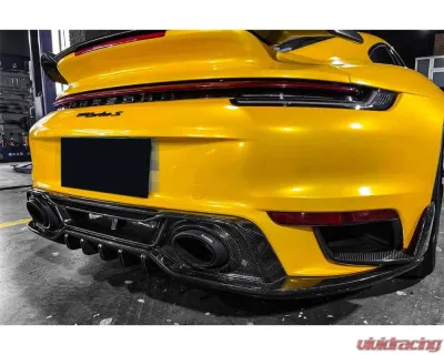Carbonado DryCF TA Style Rear Lip w/ Winglets Porsche 911/992 Turbo S 2020-2023 - DRYCF992Turbo-MAN-TA-RDSET