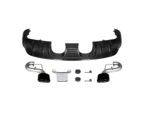 Carbonado DryCF GT Style Rear Diffuser w/ Exhaust Adapter Pipe Porsche Cayenne 2018-2025