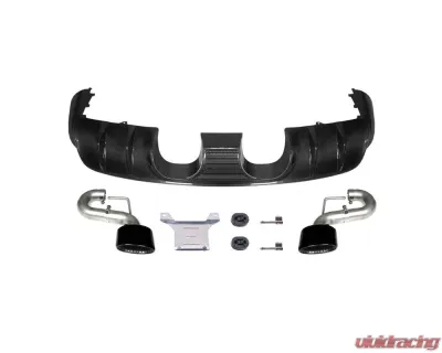 Carbonado DryCF GT Style Rear Diffuser w/ Exhaust Adapter Pipe Porsche Cayenne 2018-2025 - DRYCF9Y0-KG-23TurboGT-RD