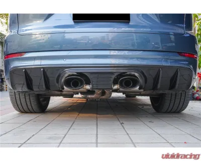 Carbonado DryCF GT Style Rear Diffuser w/ Exhaust Adapter Pipe Porsche Cayenne 2018-2025 - DRYCF9Y0-KG-23TurboGT-RD