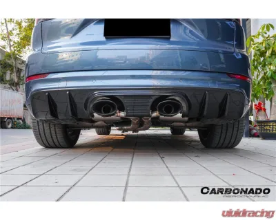 Carbonado DryCF GT Style Rear Diffuser w/ Exhaust Adapter Pipe Porsche Cayenne 2018-2025 - DRYCF9Y0-KG-23TurboGT-RD
