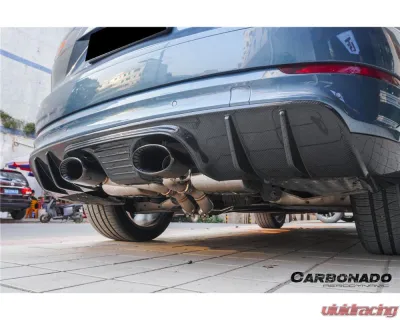 Carbonado DryCF GT Style Rear Diffuser w/ Exhaust Adapter Pipe Porsche Cayenne 2018-2025 - DRYCF9Y0-KG-23TurboGT-RD