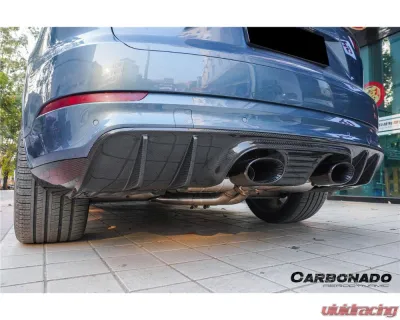Carbonado DryCF GT Style Rear Diffuser w/ Exhaust Adapter Pipe Porsche Cayenne 2018-2025 - DRYCF9Y0-KG-23TurboGT-RD