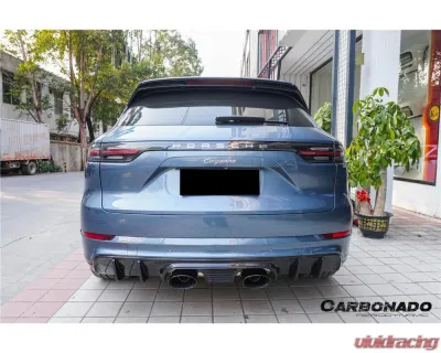 Carbonado DryCF GT Style Rear Diffuser w/ Exhaust Adapter Pipe Porsche Cayenne 2018-2025 - DRYCF9Y0-KG-23TurboGT-RD