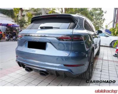 Carbonado DryCF GT Style Rear Diffuser w/ Exhaust Adapter Pipe Porsche Cayenne 2018-2025 - DRYCF9Y0-KG-23TurboGT-RD