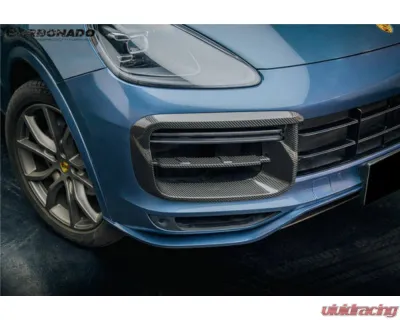 Carbonado Carbon Fiber Front Bumper Vent Cover for Porsche Cayenne Turbo 2018-2023 - DRYCF9Y0.1-KG-TKT-FBVT