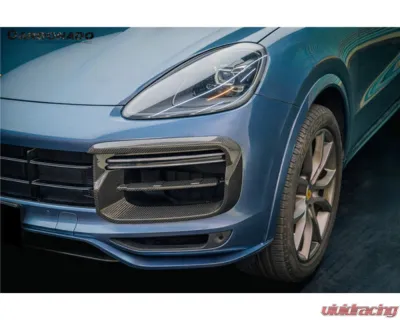 Carbonado Carbon Fiber Front Bumper Vent Cover for Porsche Cayenne Turbo 2018-2023 - DRYCF9Y0.1-KG-TKT-FBVT