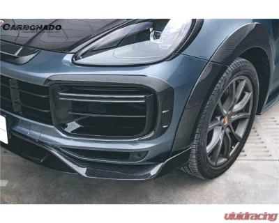 Carbonado DryCF MSY Style Front Bumper Vent Trims Porsche Cayenne Turbo 2018-2023 - DRYCF9Y0.1T-KG-MSY-FBVT
