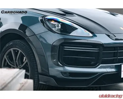 Carbonado DryCF MSY Style Front Bumper Vent Trims Porsche Cayenne Turbo 2018-2023 - DRYCF9Y0.1T-KG-MSY-FBVT