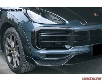 Carbonado DryCF MSY Style Front Bumper Vent Trims Porsche Cayenne Turbo 2018-2023 - DRYCF9Y0.1T-KG-MSY-FBVT
