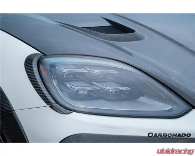 Carbonado DryCF MSY Style Headlight Eyelid Eyebrow Cover Porsche Cayenne 2024-2025 - DRYCF9Y0.2-KG-MSY-EB