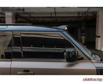 Carbonado DryCF Rock Style Front Roof Spoiler w/ LED Light Land Rover Defender 2020-2024 - DRYCFDefender-BF-Rock-FRS
