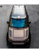 Carbonado DryCF Rock Style Front Roof Spoiler w/ LED Light Land Rover Defender 2020-2024                                     - DRYCFDefender-BF-Rock-FRS - Image 5