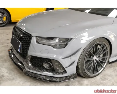 Carbonado Dry Carbon Fiber Front Lip Splitter for Audi RS7 2016-2019, MAN Style - DRYCFRS7-MAN-FL