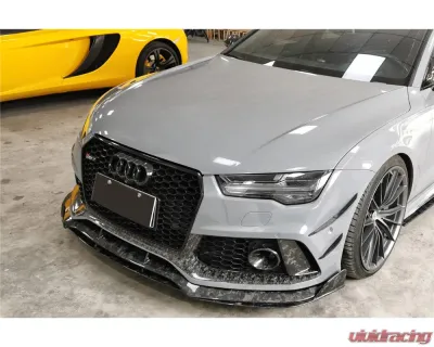 Carbonado Dry Carbon Fiber Front Lip Splitter for Audi RS7 2016-2019, MAN Style - DRYCFRS7-MAN-FL