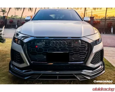Carbonado DryFGCF AD Style Front Lip Splitter Audi RSQ8 2020-2023 - DRYFGCFRSQ8-MAN-AD-FL