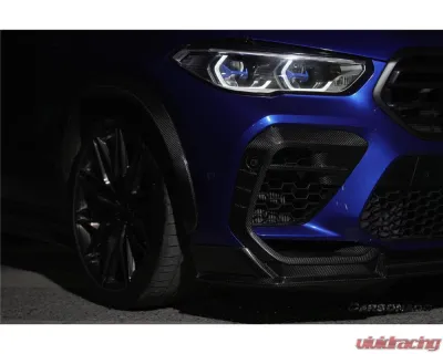 Carbonado DryCF AD Style Front Bumper Air Inlet Vent Trims BMW X6M F96 2020-2023 - DRYCFX6M-MAN-AD-FBVT