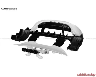Carbonado DryPCF 765LT-Style Rear Bumper w/ Wing McLaren 720S 2017-2022 - DRYPCF720S-MAN765-RB-SET