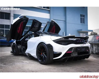 Carbonado DryPCF 765LT-Style Rear Bumper w/ Wing McLaren 720S 2017-2022 - DRYPCF720S-MAN765-RB-SET