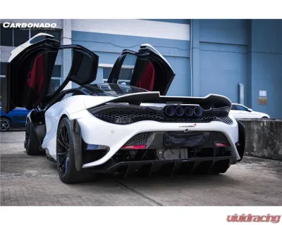 Carbonado DryPCF 765LT-Style Rear Bumper w/ Wing McLaren 720S 2017-2022 - DRYPCF720S-MAN765-RB-SET