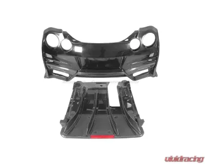 Carbonado DryPCF TS Style Rear Bumper w/ Diffuser Nissan GTR R35 2008-2022 - DRYPCF8354TS-RB