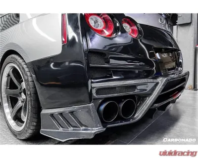 Carbonado DryPCF TS Style Rear Bumper w/ Diffuser Nissan GTR R35 2008-2022 - DRYPCF8354TS-RB