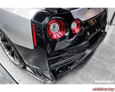 Carbonado DryPCF TS Style Rear Bumper w/ Diffuser Nissan GTR R35 2008-2022 - DRYPCF8354TS-RB