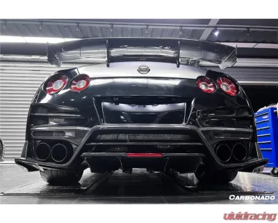 Carbonado DryPCF TS Style Rear Bumper w/ Diffuser Nissan GTR R35 2008-2022 - DRYPCF8354TS-RB
