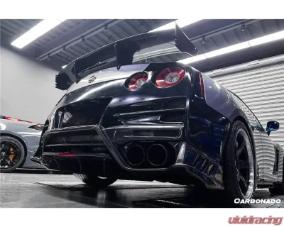 Carbonado DryPCF TS Style Rear Bumper w/ Diffuser Nissan GTR R35 2008-2022 - DRYPCF8354TS-RB