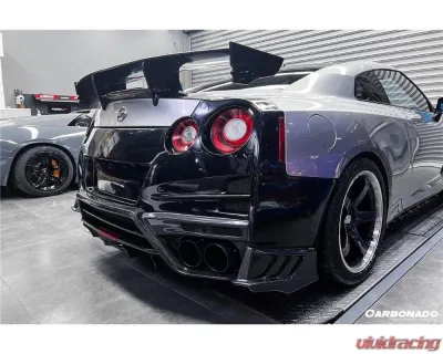 Carbonado DryPCF TS Style Rear Bumper w/ Diffuser Nissan GTR R35 2008-2022 - DRYPCF8354TS-RB