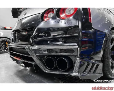 Carbonado DryPCF TS Style Rear Bumper w/ Diffuser Nissan GTR R35 2008-2022 - DRYPCF8354TS-RB