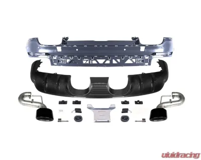 Carbonado PP+DryFGCF GT Style Rear Bumper w/ Exhaust Adapter Pipe Porsche Cayenne 2018-2023 - PPDRYFGCF9YA-KG-23TurboGT-RB
