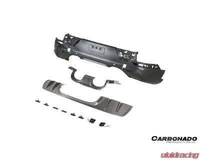 Carbonado PP+DryFGCF GT Style Rear Bumper w/ Exhaust Adapter Pipe Porsche Cayenne 2018-2025 - PPDRYFGCFCayenne9Y0Coupe-KG-TurboGT-RB