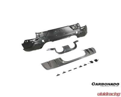 Carbonado PP+DryFGCF GT Style Rear Bumper w/ Exhaust Adapter Pipe Porsche Cayenne 2018-2025 - PPDRYFGCFCayenne9Y0Coupe-KG-TurboGT-RB