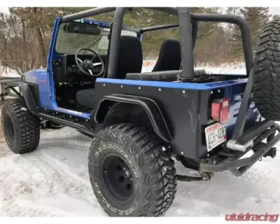 Wizard Works Offroad CJ7 Rear Armor w/Tube Flares Bare Steel Jeep CJ7 1976-1987 - WW1045
