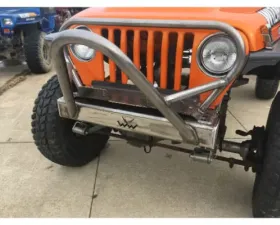 Wizard Works Offroad Stubby Bumper with Grill Hoop Bare Steel Jeep Scrambler 1976-1987
