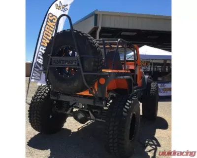 Wizard Works Offroad Rear Bumper and Swing Down Tire Carrier Bare Steel Jeep CJ7 1976-1987 - WW1082