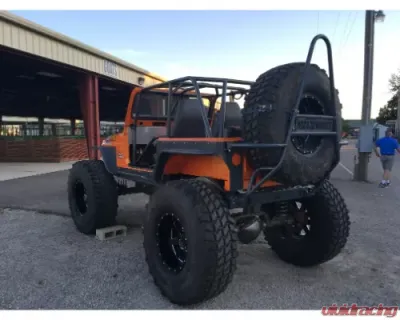 Wizard Works Offroad Rear Bumper and Swing Down Tire Carrier Bare Steel Jeep CJ7 1976-1987 - WW1082