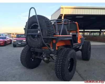 Wizard Works Offroad Rear Bumper and Swing Down Tire Carrier Bare Steel Jeep CJ7 1976-1987 - WW1082