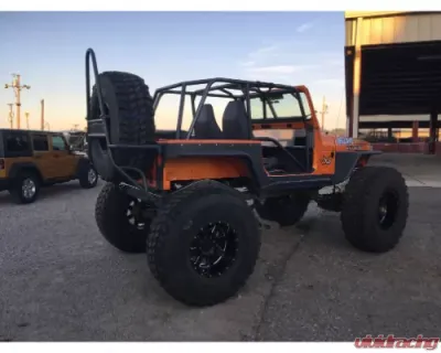 Wizard Works Offroad Rear Bumper and Swing Down Tire Carrier Bare Steel Jeep CJ7 1976-1987 - WW1082