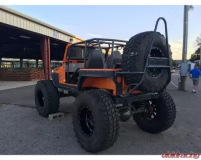 Wizard Works Offroad Rear Bumper and Swing Down Tire Carrier Bare Steel Jeep CJ7 1976-1987 - WW1082