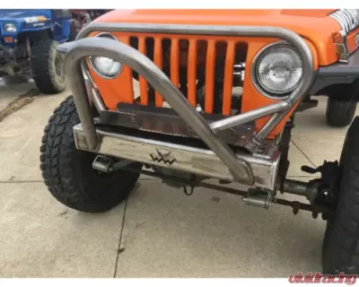 Wizard Works Offroad Stubby Bumper with Grill Hoop Bare Steel Jeep Wrangler 1987-1995 - WW2065
