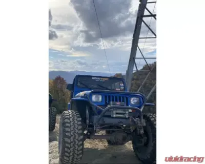 Wizard Works Offroad Stubby Bumper with Grill Hoop Bare Steel Jeep Wrangler 1987-1995 - WW2065