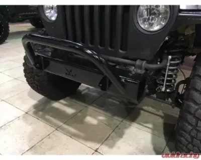 Wizard Works Offroad Stubby Front Bumper w/Bull Bar Bare Steel Jeep Wrangler 1987-1995 - WW2068