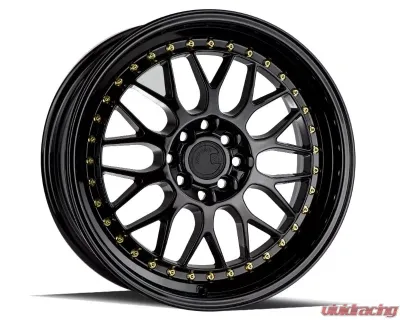 AodHan Wheels AH02 Wheel 19x9.5 5x120 35mm Gloss Black with Gold Rivet - AH021995512035GB