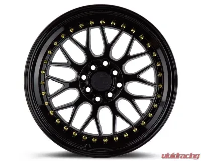 AodHan Wheels AH02 Wheel 19x9.5 5x120 35mm Gloss Black with Gold Rivet - AH021995512035GB