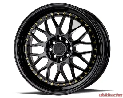 AodHan Wheels AH02 Wheel 19x9.5 5x120 35mm Gloss Black with Gold Rivet - AH021995512035GB