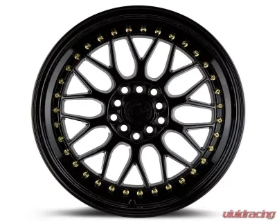 AodHan Wheels AH02 Wheel 17x8 5x100/114.3 35 Gloss Black with Gold Rivet - AH021780510011435GB